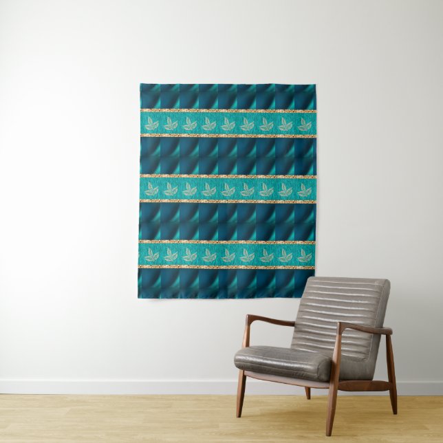 Elegant Trendy Aquamarin Wandteppich (Beispiel)