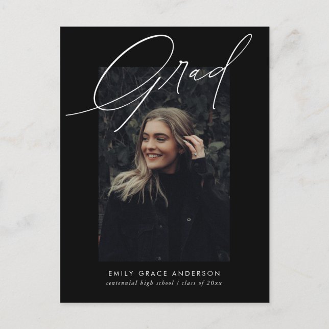 Elegant Trendy Calligraphy Script Abschluss Einladungspostkarte (Vorderseite)