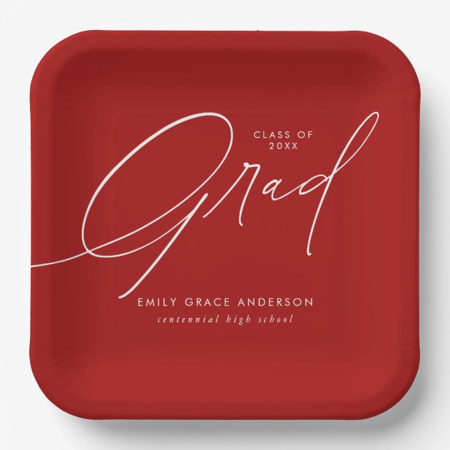 Elegant Trendy Calligraphy Script Abschluss Pappteller (Vorderseite)