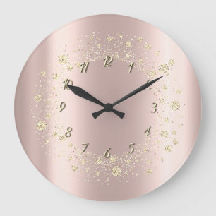 Elegant Trendy Confetti Rose Gold Große Wanduhr