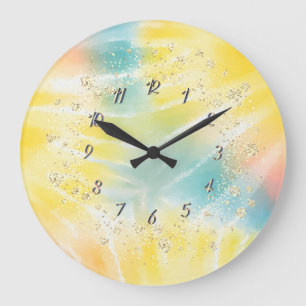 Elegant Trendy Confetti Yellow Gefärbte Krawatte Große Wanduhr