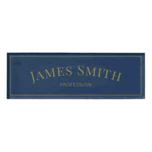 Elegant Trendy Dark Blue Gold: Luxus Beruflich Namenschild