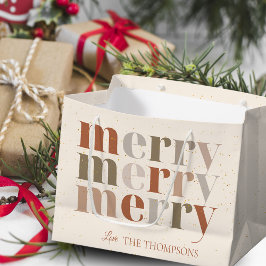 Elegant trendy farbenfrohe Merry Text Frohe Weihna Große Geschenktüte