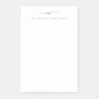 Elegant Trendy Girly Script Silver Gray Monogram