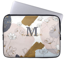 Elegant Trendy Gold Pink Lilac Monogram Laptopschutzhülle