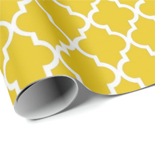 Elegant, trendy, hellgelbes Vierblattmuster Geschenkpapier