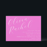Elegant Trendy Hot Pink Script Minimal Bat Mitzvah Einladung<br><div class="desc">Diese zeitgenössische Fledermaus-Mitzvah-Einladung besticht durch eine minimalistische horizontale Komposition und eine schöne Skriptkalligraphie in Trendy Hot Pink.</div>