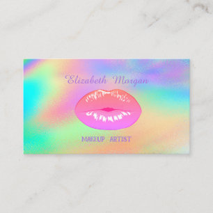 Elegant Trendy Lips Rainbow Holographic Visitenkarte