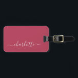 Elegant Trendy Magenta Script Name Personalisiert Gepäckanhänger<br><div class="desc">Eleganter Trendy Magenta Script Name Personalisierter Gepäckanhänger</div>