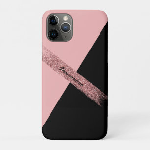 Elegant Trendy Pink Black Glitzer Chic Glam Case-Mate iPhone Hülle