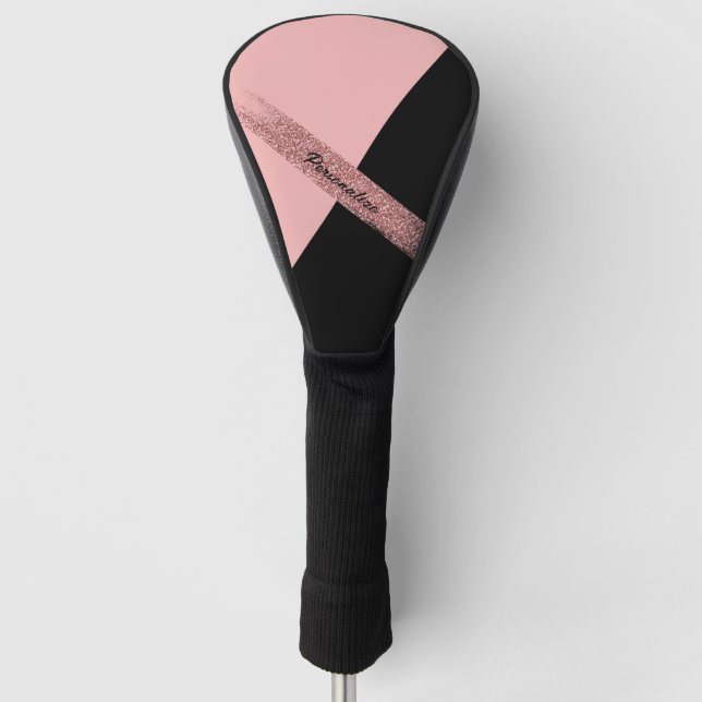 Elegant Trendy Pink Black Glitzer Chic Glam Golf Headcover (Vorderseite)