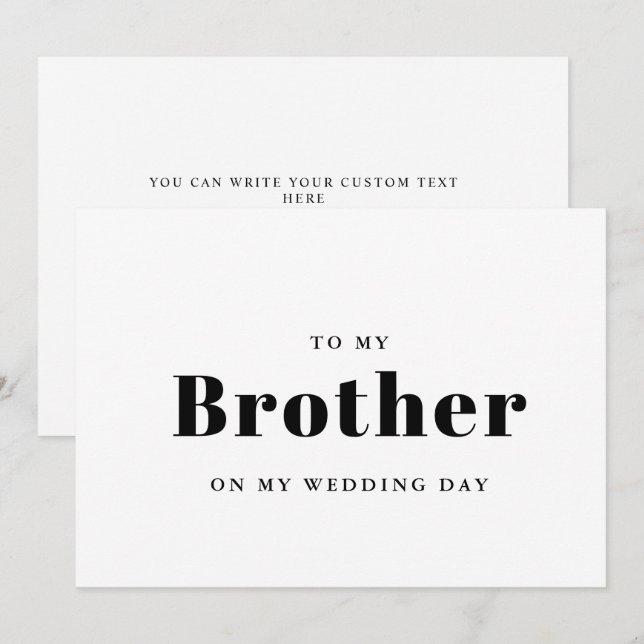 Elegant & trendy Zu meinem Bruder an meinem Hochze (Vorne/Hinten)