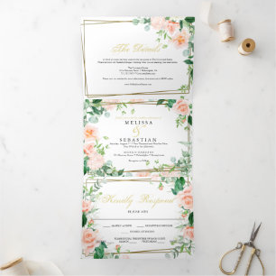 Elegant Tri-Fold Floral Wedding Einladungen