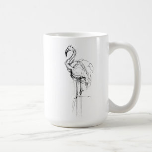 Elegant Tropic Flamingo Sketch Kaffeetasse