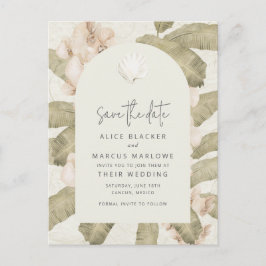 Elegant Tropical Beach Wedding Save the Date Ankündigungspostkarte