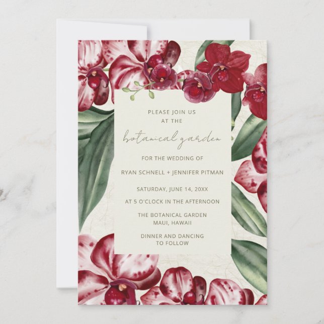 Elegant Tropical Botanical Garden Wedding  Einladung (Vorderseite)