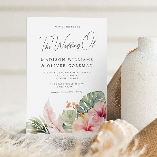 Elegant Tropical Botanicals Floral Wedding Einladung (Von Creator hochgeladen)