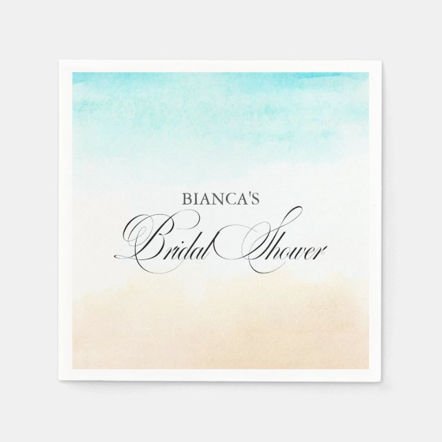 Elegant Tropical Coastal Bridal Shower Serviette (Vorderseite)