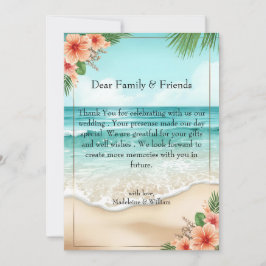 Elegant Tropical Coastal Hawaiian Beach Wedding Dankeskarte