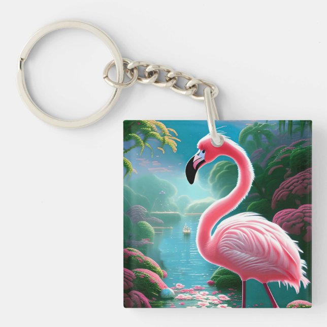 Elegant Tropical Flamingo-70852 Schlüsselanhänger (Vorderseite)