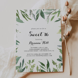 Elegant Tropical Green Sweet 16 Geburtstagsparty Einladung