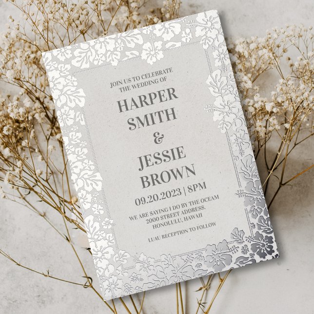 Elegant Tropical Hawaii Beach Wedding Folieneinladung (Von Creator hochgeladen)