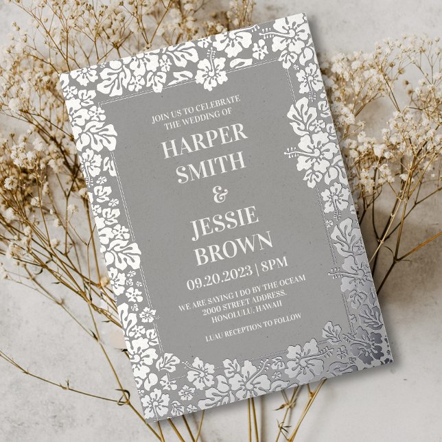 Elegant Tropical Hawaii Beach Wedding Folieneinladung (Von Creator hochgeladen)