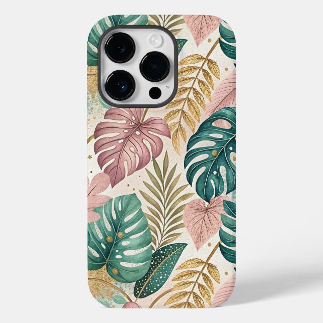 Elegant Tropical Monsteras Boho Case-Mate iPhone Hülle (Rückseite)