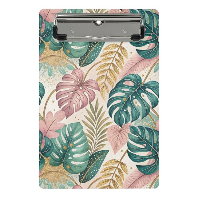 Elegant Tropical Monsteras Boho Mini Klemmbrett (Vorderseite)