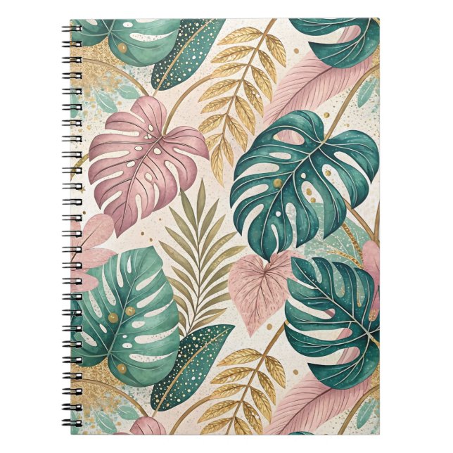 Elegant Tropical Monsteras Boho Notizblock (Vorderseite)