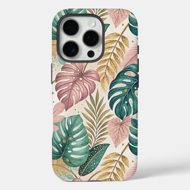 Elegant Tropical Monsteras Gold Case-Mate iPhone Hülle (Rückseite)