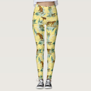 Elegant Tropical Safari Wilde Katzen Tiger Gelb Leggings