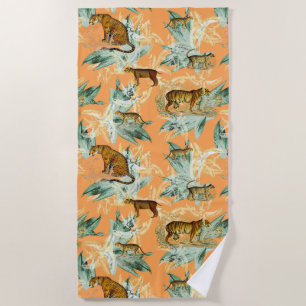 Elegant Tropical Safari Wilde Katzen Tiger Orange Strandtuch
