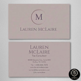Elegant True Taupe Circle Monogram Visitenkarte