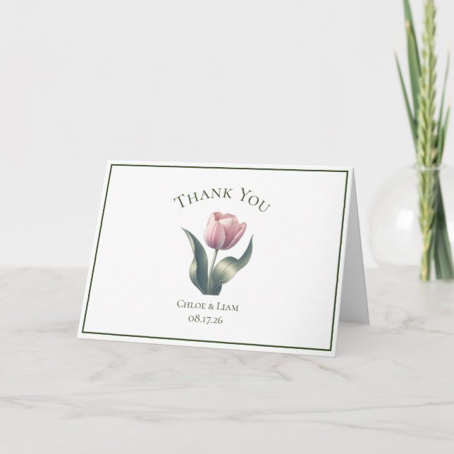 Elegant Tulip Blume Wedding Danke Cards (Vorderseite)