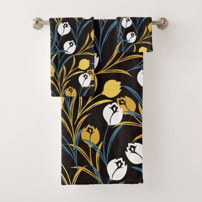 Elegant Tulip Floral Muster Badhandtuch Set (Insitu)