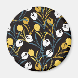 Elegant Tulip Floral Muster Magnet