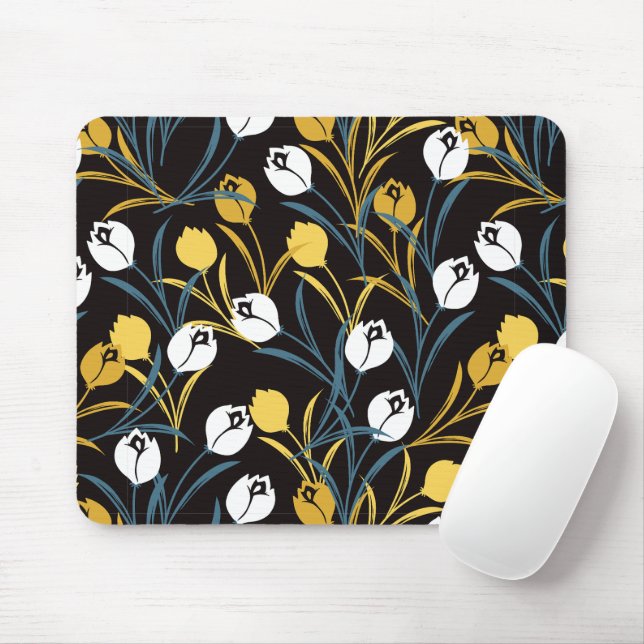 Elegant Tulip Floral Muster Mousepad (Mit Mouse)