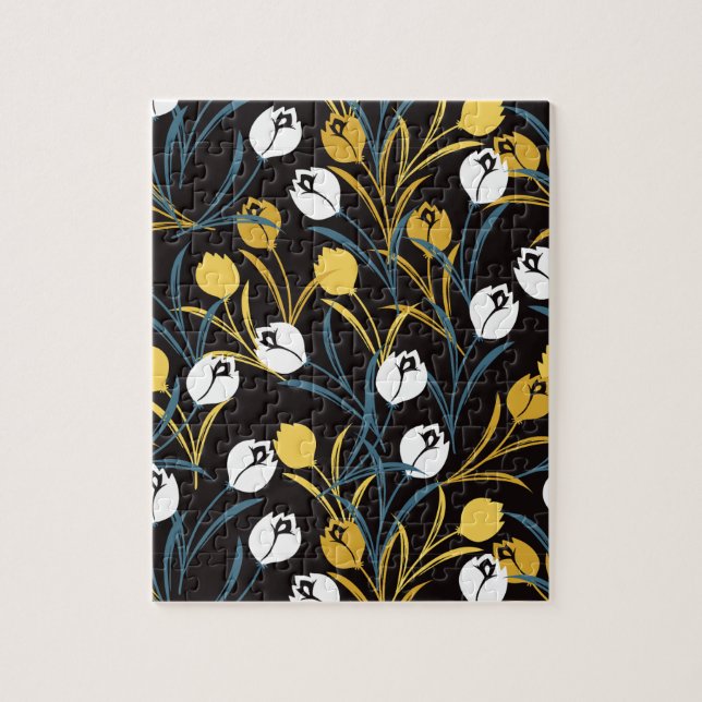 Elegant Tulip Floral Muster Puzzle (Vertikal)