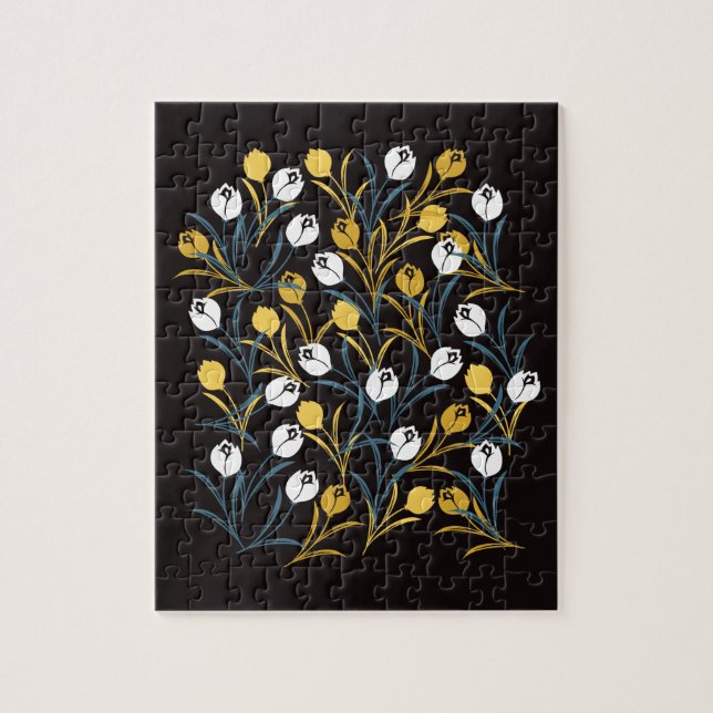Elegant Tulip Floral Muster Puzzle (Vertikal)