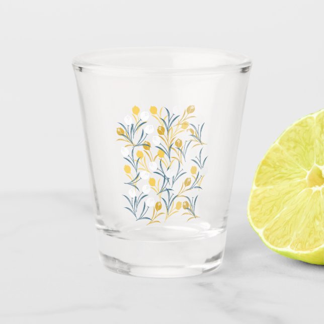 Elegant Tulip Floral Muster Schnapsglas (Vorderseite)