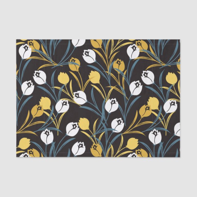 Elegant Tulip Floral Muster Seidenpapier (Vorderseite)