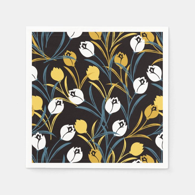 Elegant Tulip Floral Muster Serviette (Vorderseite)