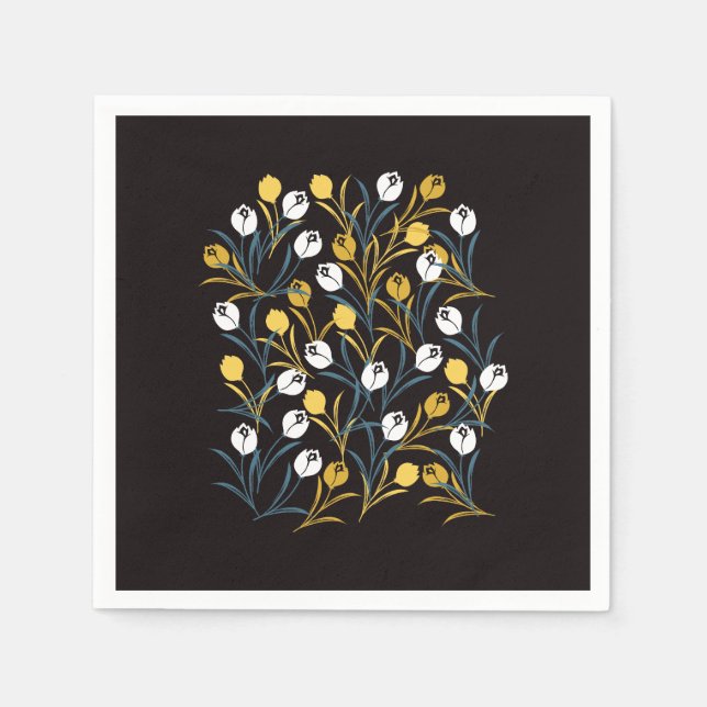 Elegant Tulip Floral Muster Serviette (Vorderseite)