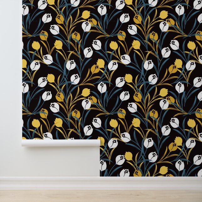 Elegant Tulip Floral Muster Tapete (Anwendung)