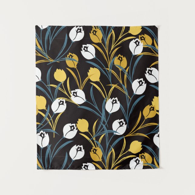 Elegant Tulip Floral Muster Wandteppich (Vorderseite)