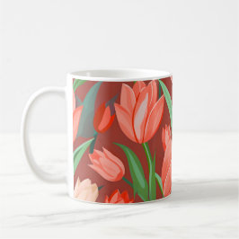 Elegant Tulip Floral Pattern – Red & Peach Spring  Kaffeetasse