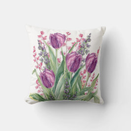 Elegant Tulip Flowers Pattern,Purple Stripes Kissen