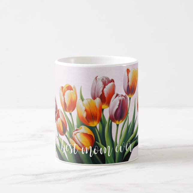 Elegant Tulips Happy Mother Day Kaffeetasse (Mittel)