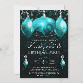 Elegant Türkis Agate Baubles 21. Geburtstag Einladung
